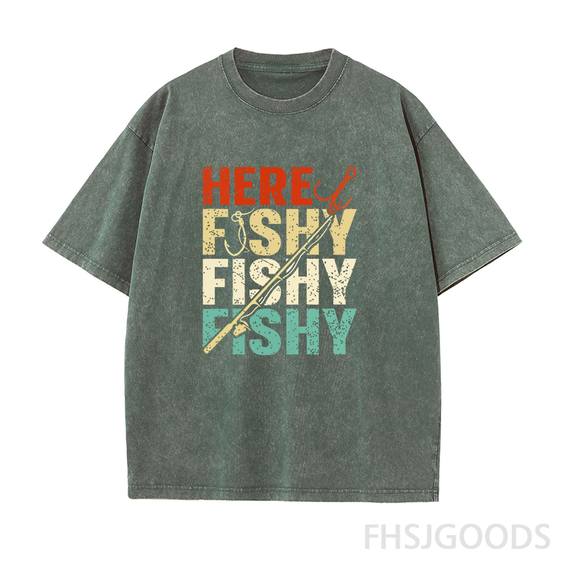 Here Fishy Fishy Fishy Unisex Distressed T-Shirt