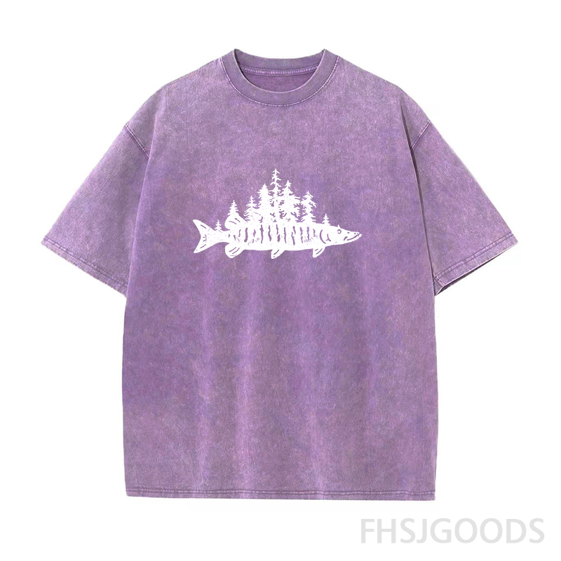Fishing Forest Unisex Distressed T-Shirt
