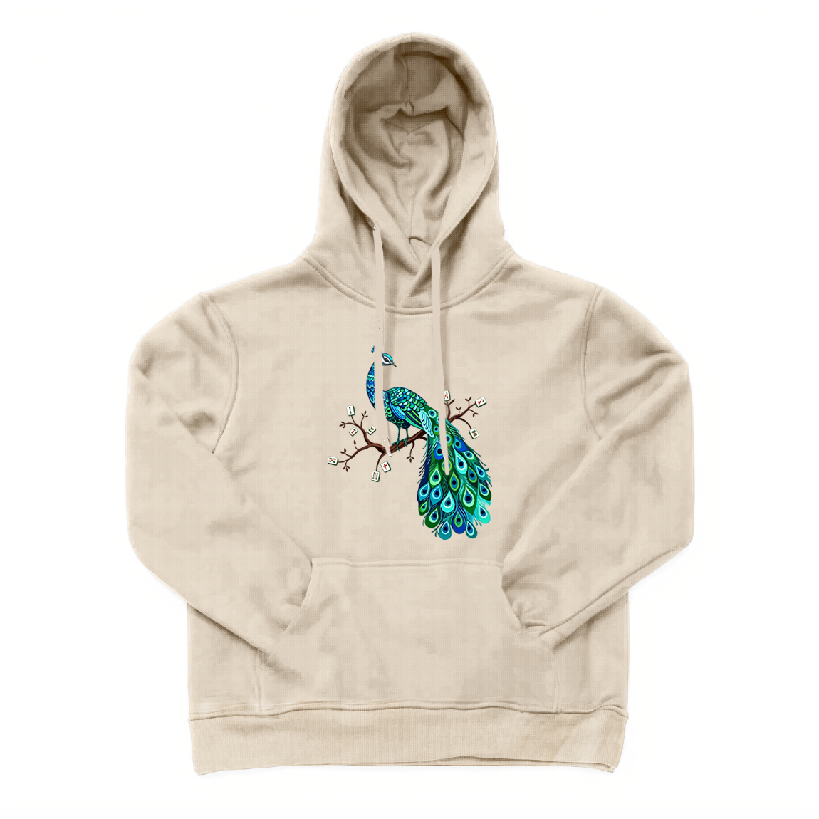 Mahjong Bird on Tile Branch Hoodie