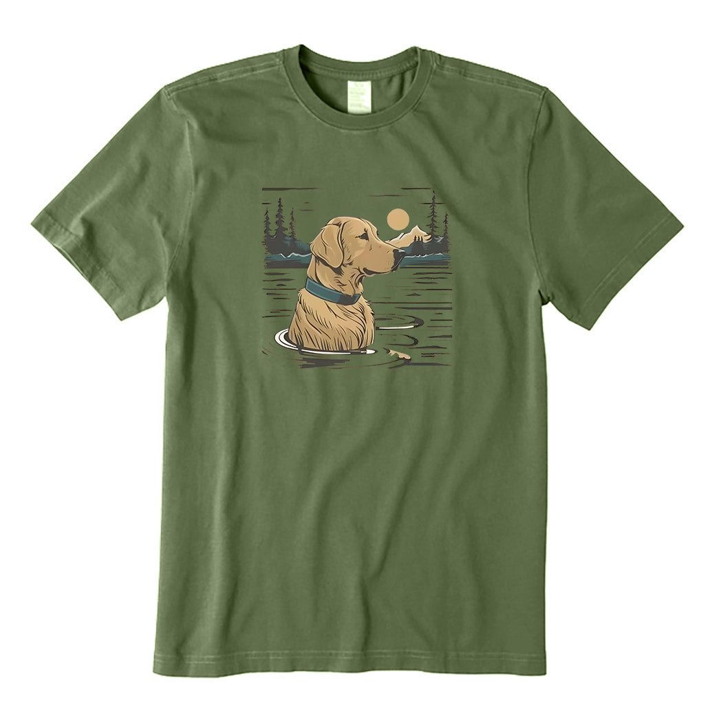Fishing with Dog Scene T-Shirt