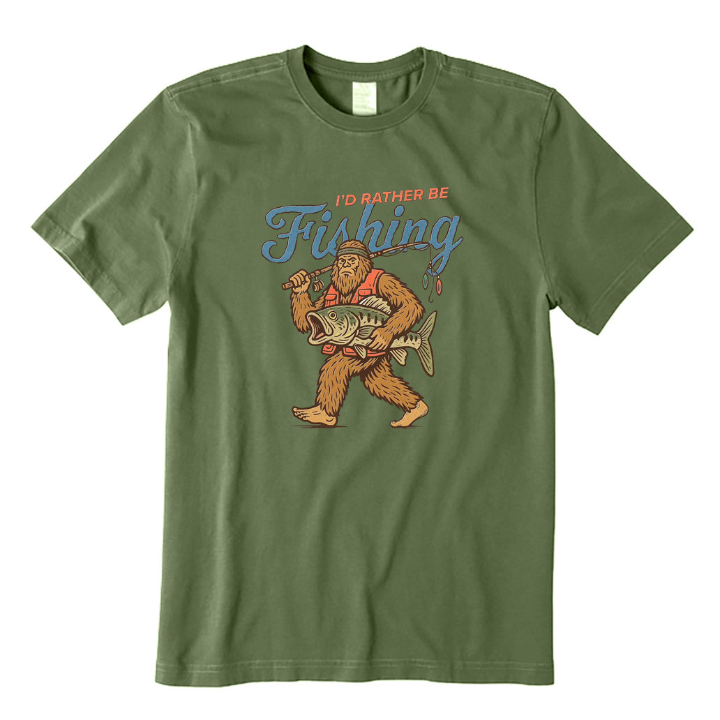 Funny Bigfoot Fishing T-shirt