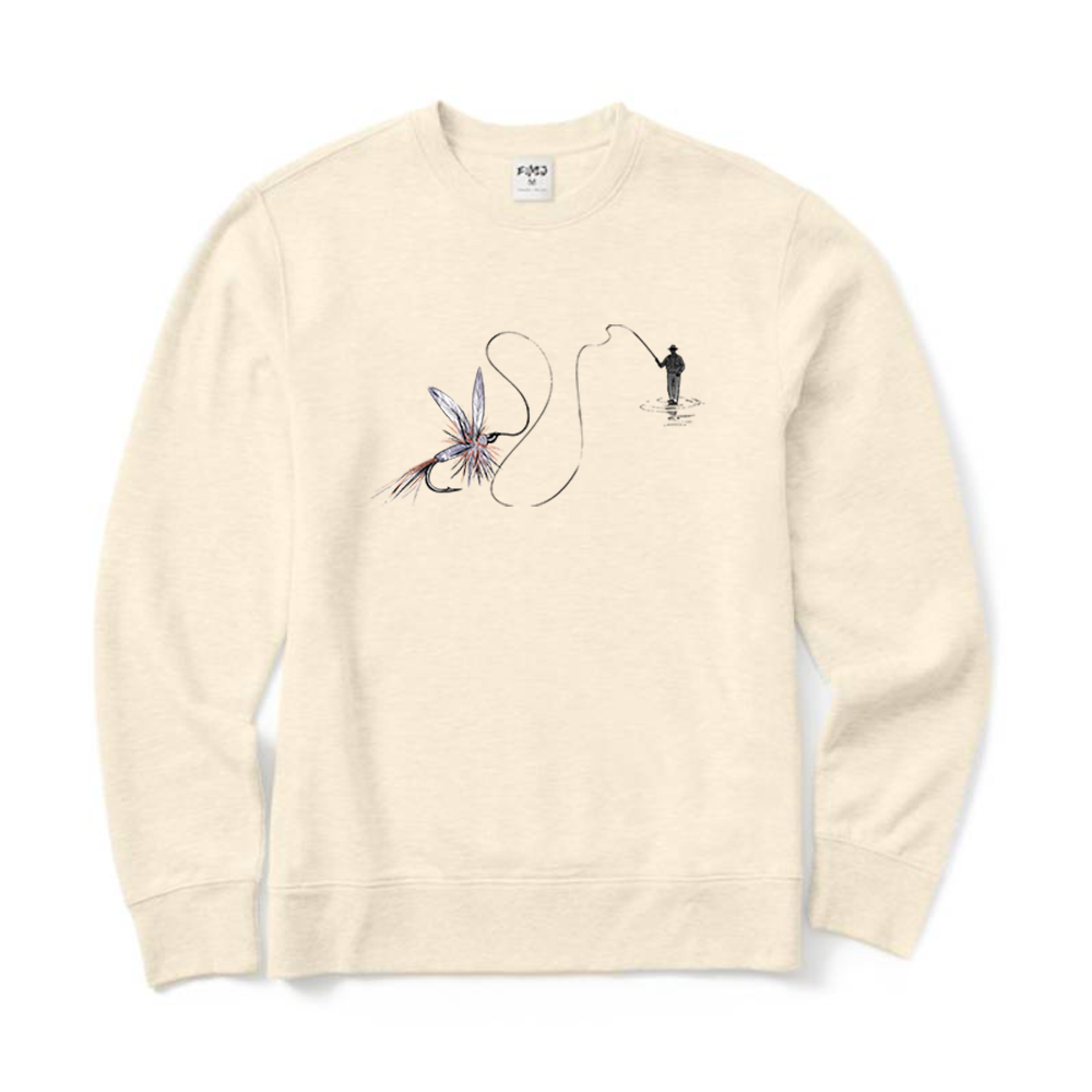 Vintage Fly Fisherman And Fly Pattern Crewneck Sweatshirt
