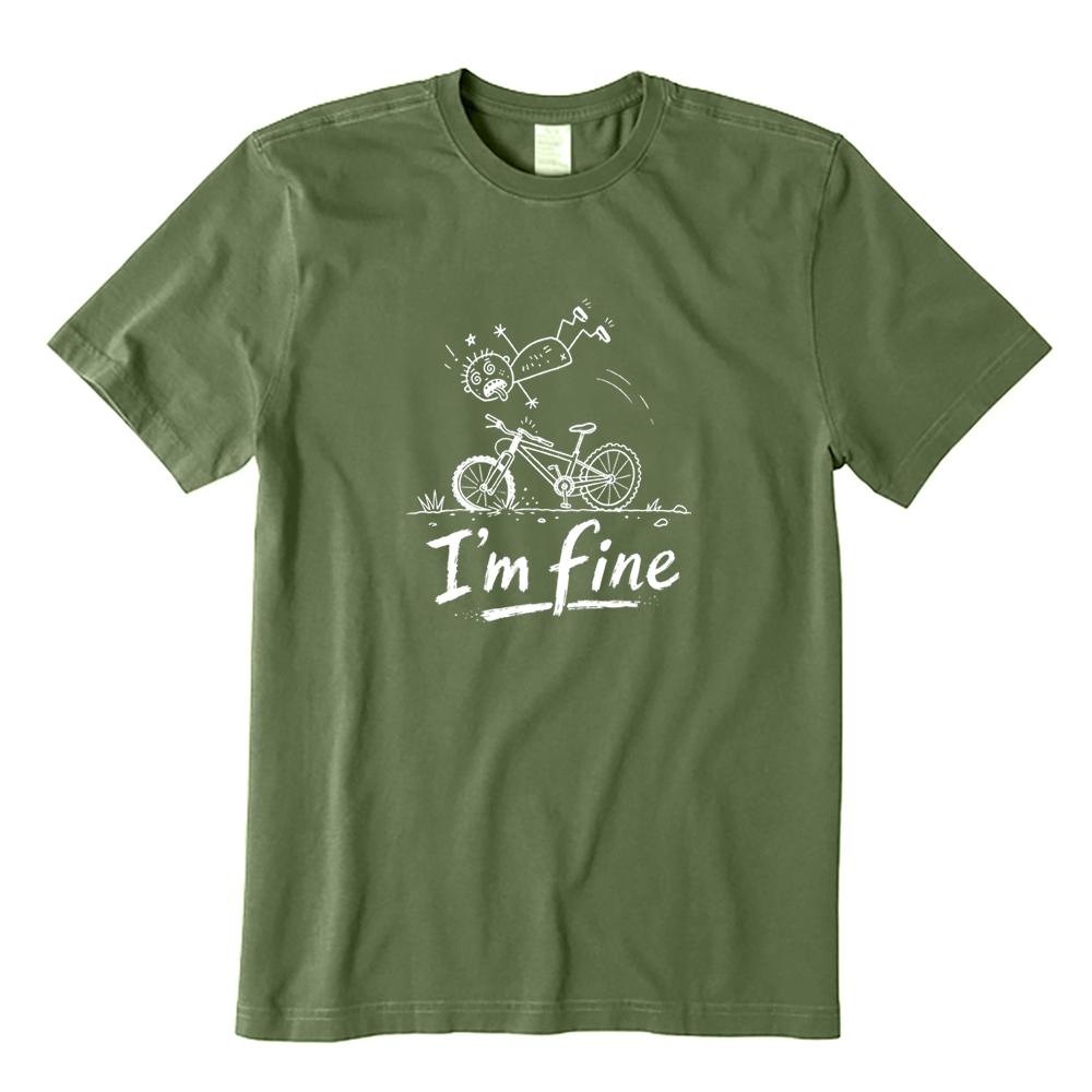 I'm Fine Mountain Biking Cyclist Rider Humor T-Shirt
