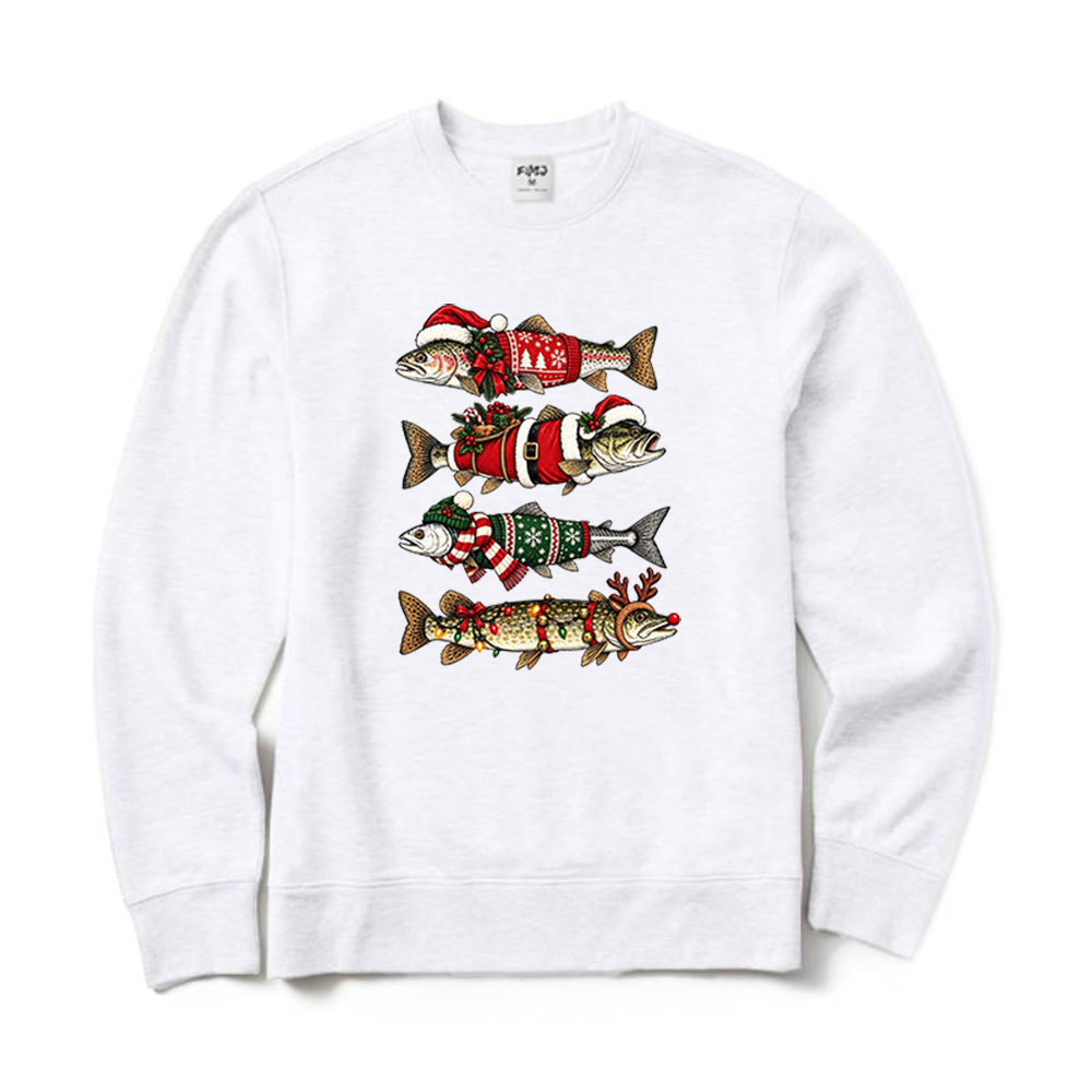 Christmas Trout Fishing Crewneck Sweatshirt
