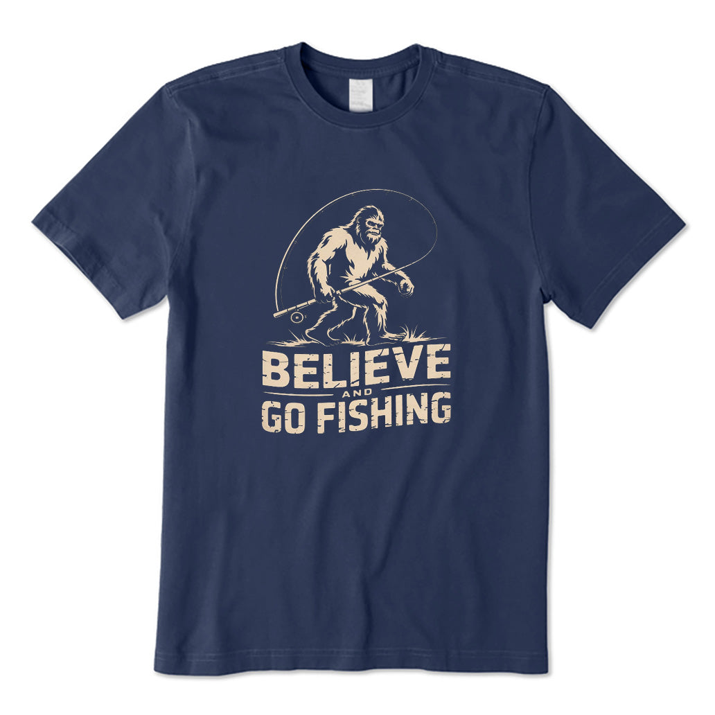 Believe Bigfoot Fishing T-Shirt