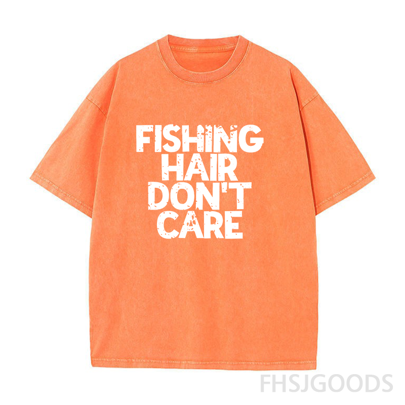 Fishing Hair Don't Care Unisex Distressed T-Shirt