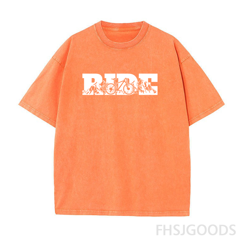 Ride Mountain Bike Unisex Distressed T-Shirt