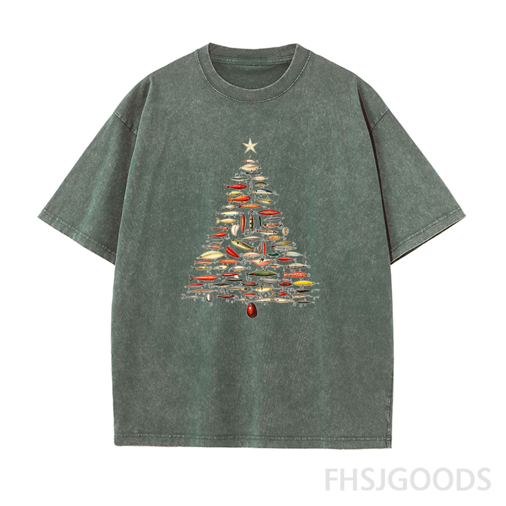 Fishing Lure Christmas Tree Unisex Distressed T-Shirt