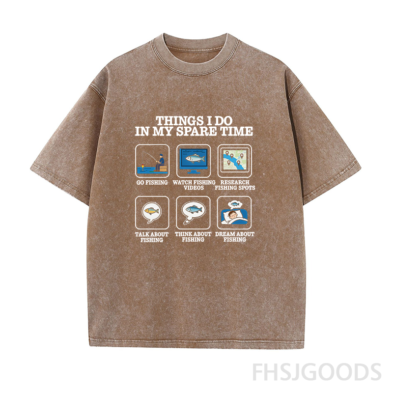 Things I Do in My Spare Time Funny Fishing Lover Unisex Distressed T-Shirt