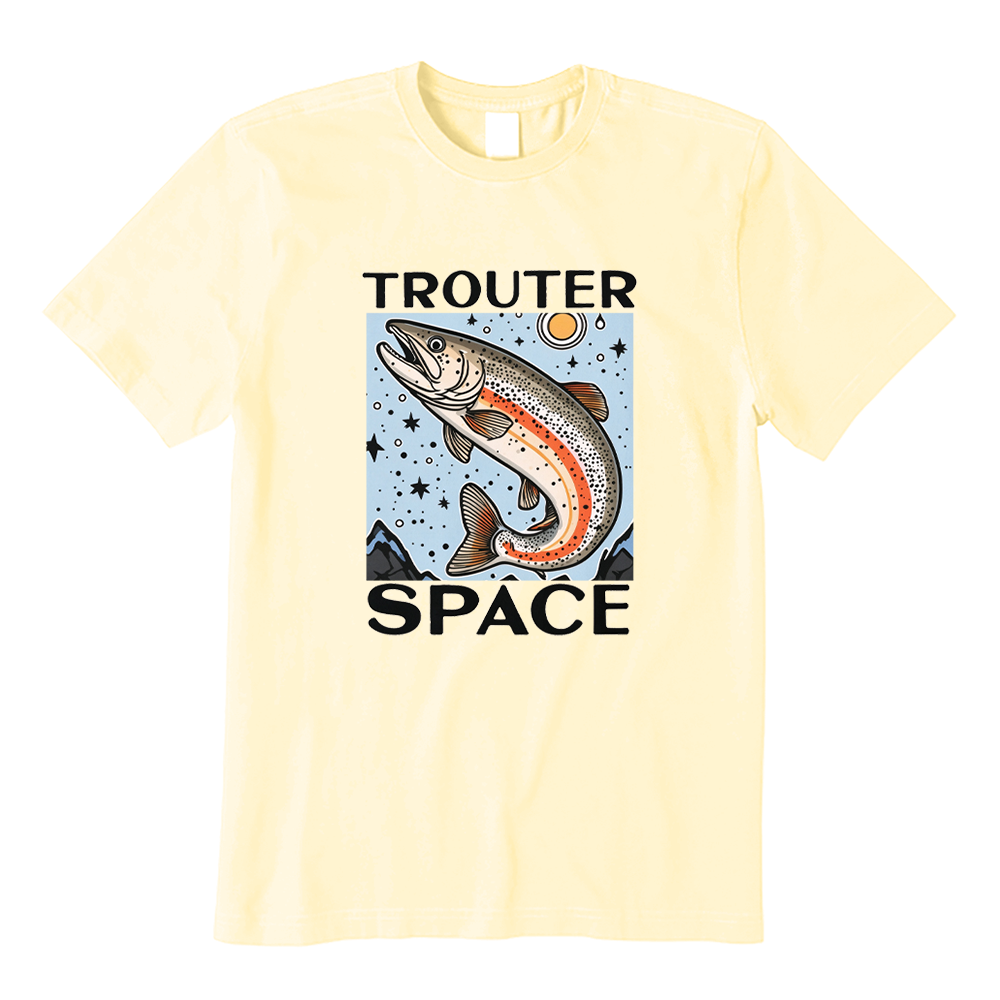 Trouter Space Funny Fishing Graphic T-Shirt
