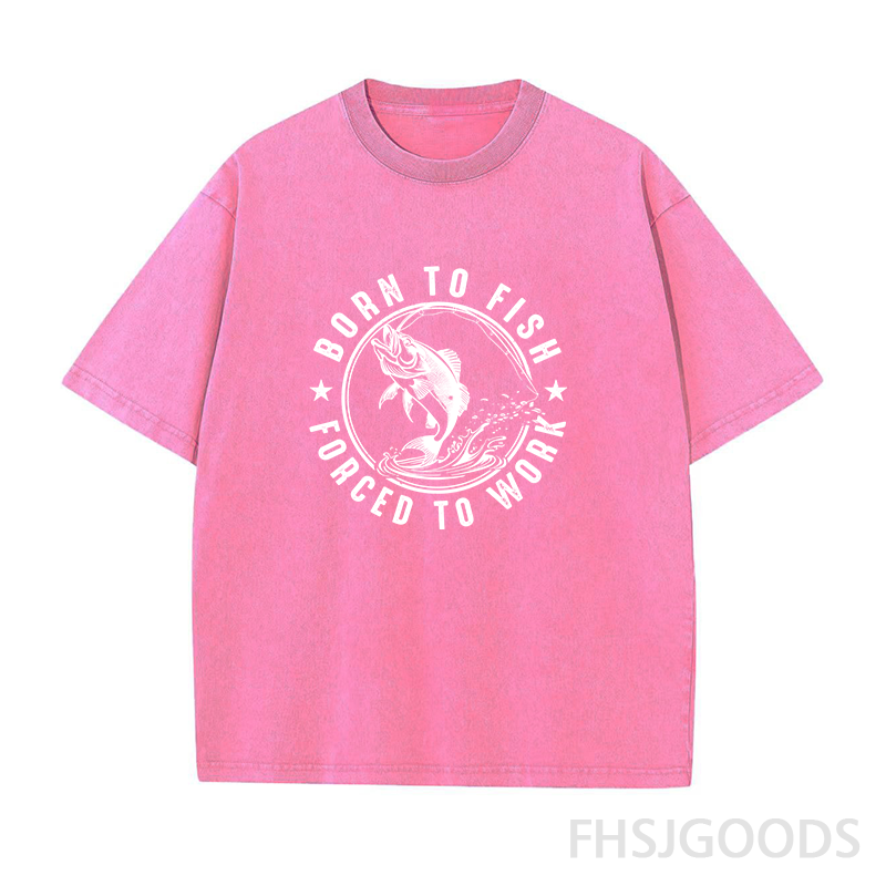 Born To Fish Forced To Work Unisex Distressed T-Shirt