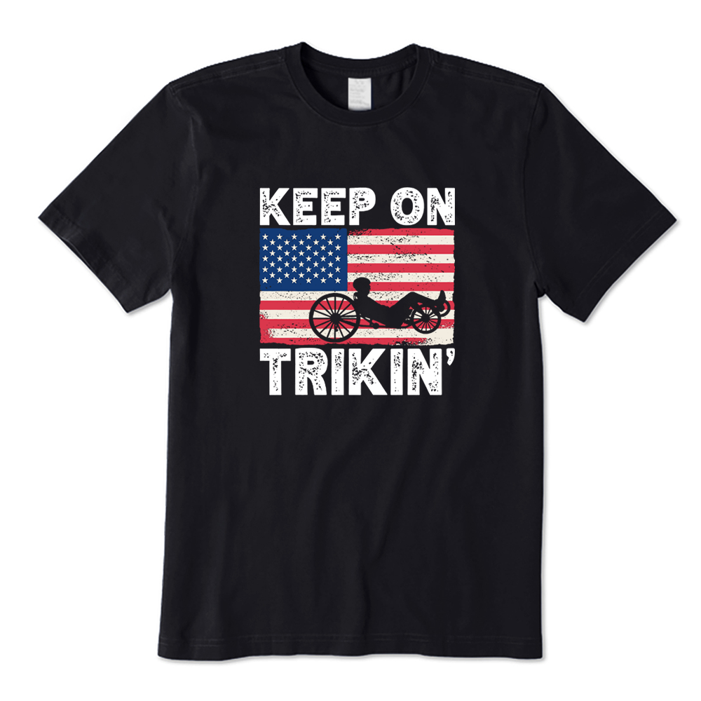 Keep On Trikin' American Flag Recumbent Trike T-shirt
