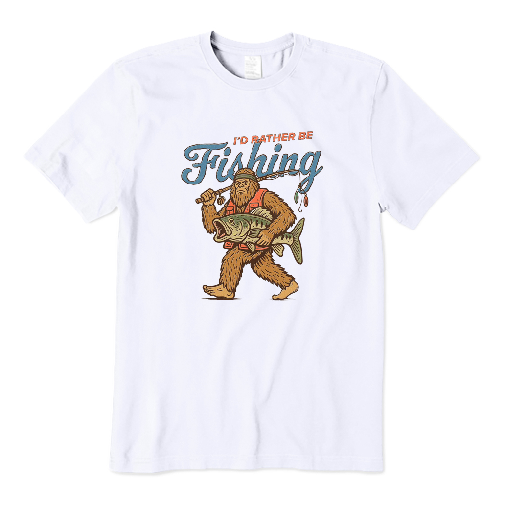 Funny Bigfoot Fishing T-shirt