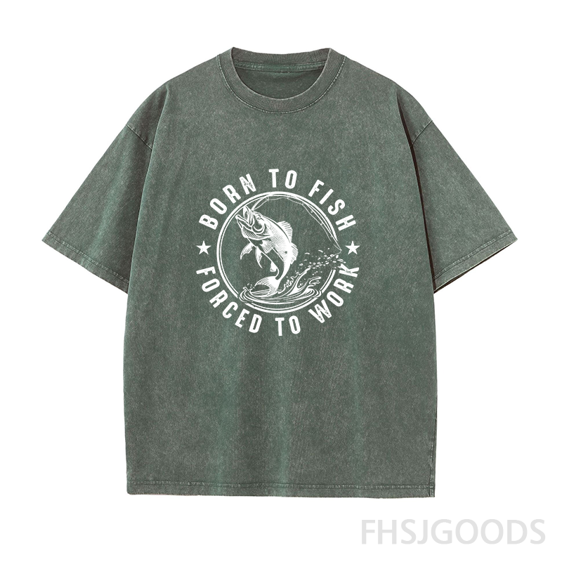 Born To Fish Forced To Work Unisex Distressed T-Shirt