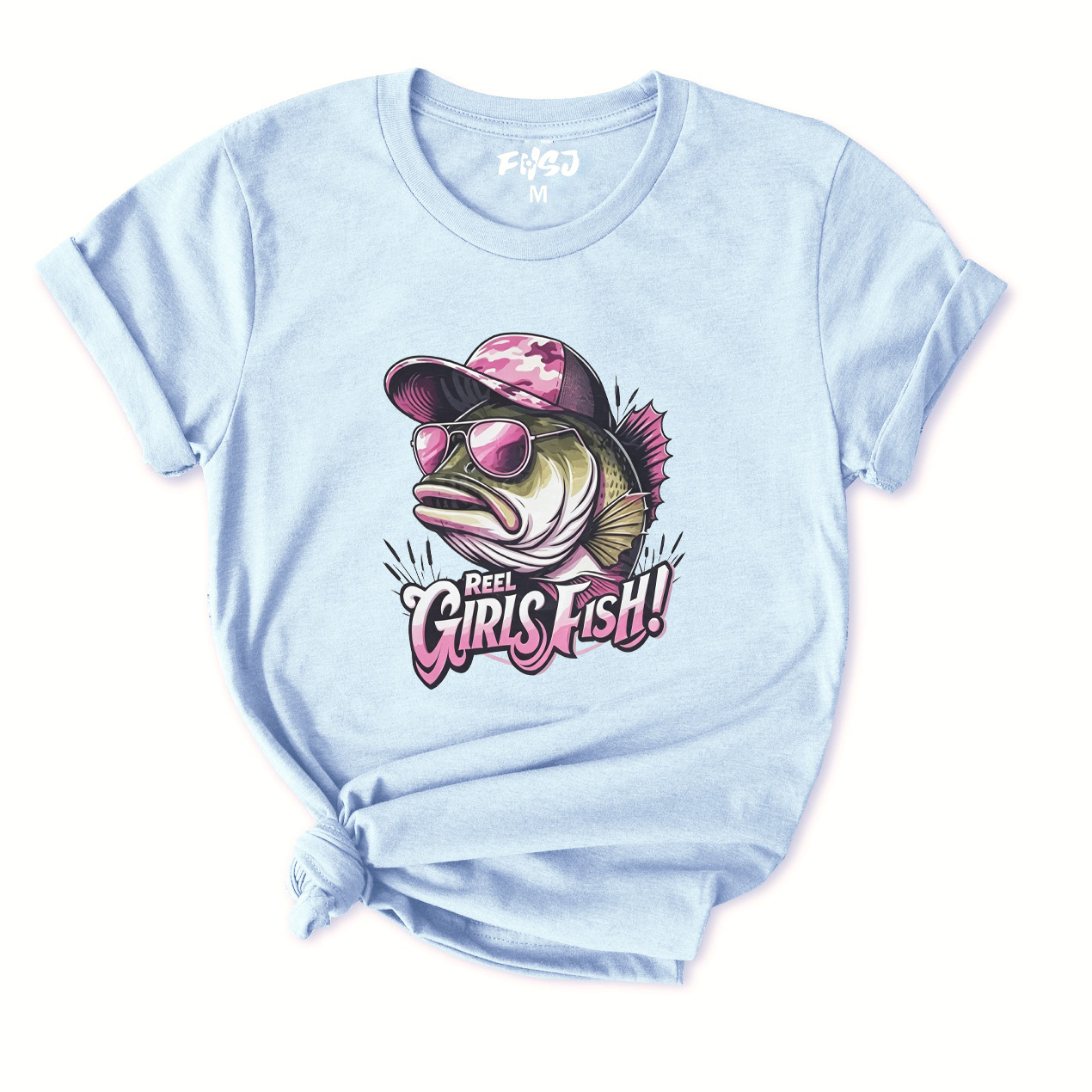 Cool Sunglass Fish Reel Girls Fish T-Shirt for Women
