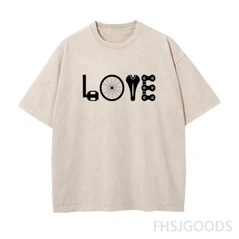 LOVE Spelled Out in Bike Unisex Distressed T-Shirt