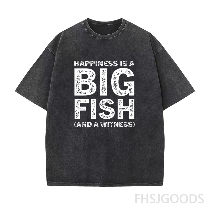 Happiness Is A Big Fish Unisex Distressed T-Shirt