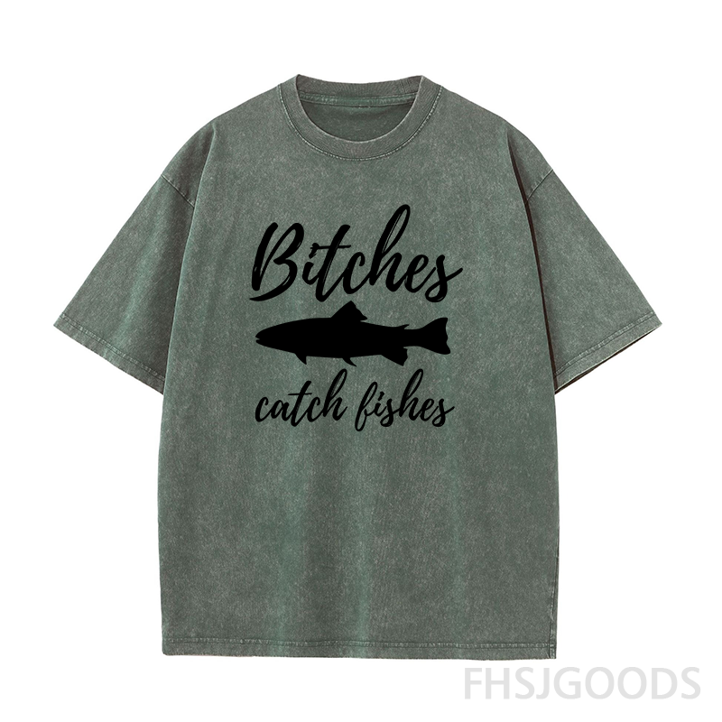 Bitches Catch Fishes Unisex Distressed T-Shirt