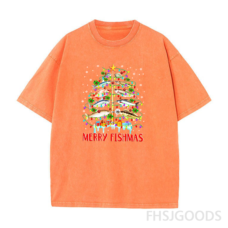 Merry Fishmas Unisex Distressed T-Shirt