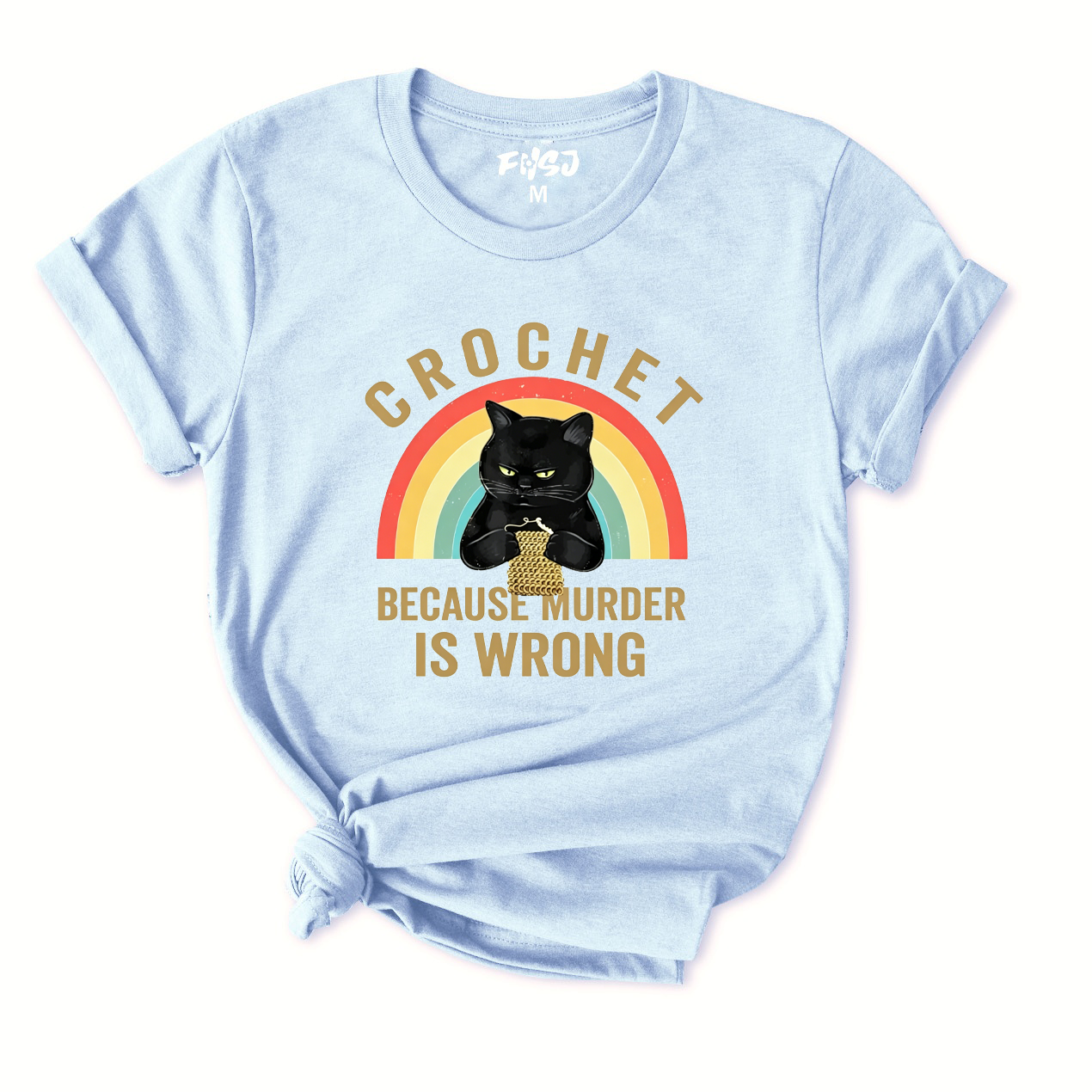 Black Cat Crochet T-Shirt for Women