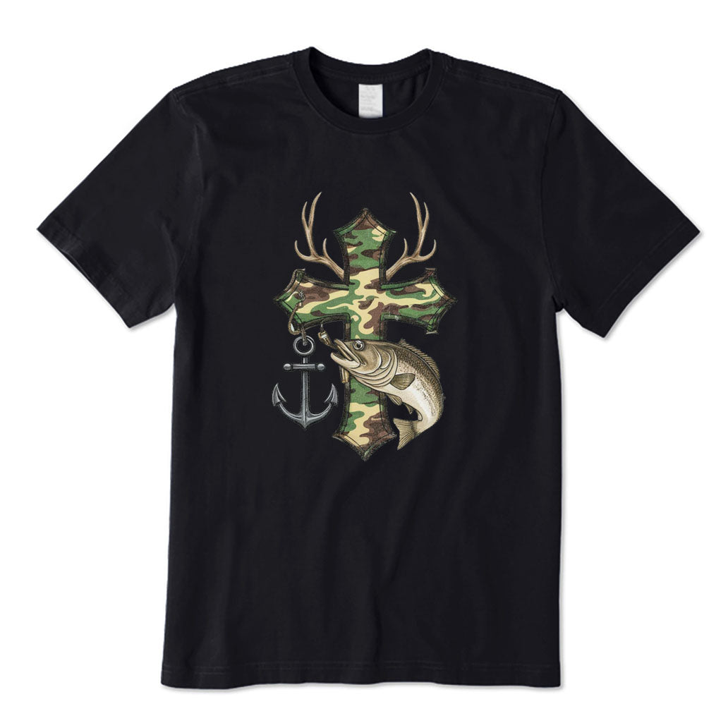 Camo Cross Fishing T-Shirt