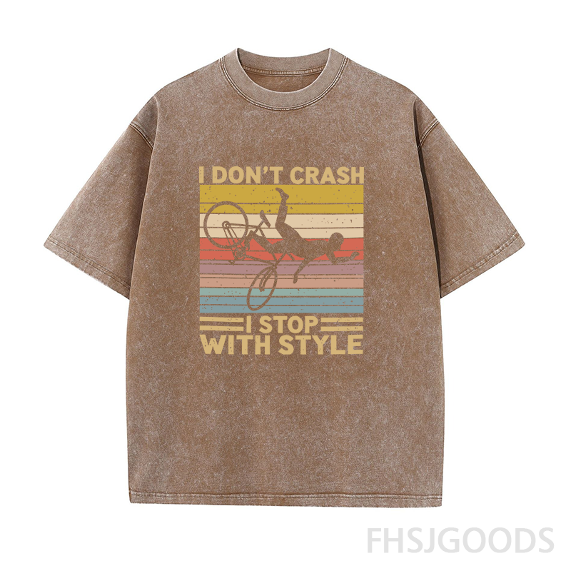 I Don't Crash I Stop with Style Cycling Unisex Distressed T-Shirt
