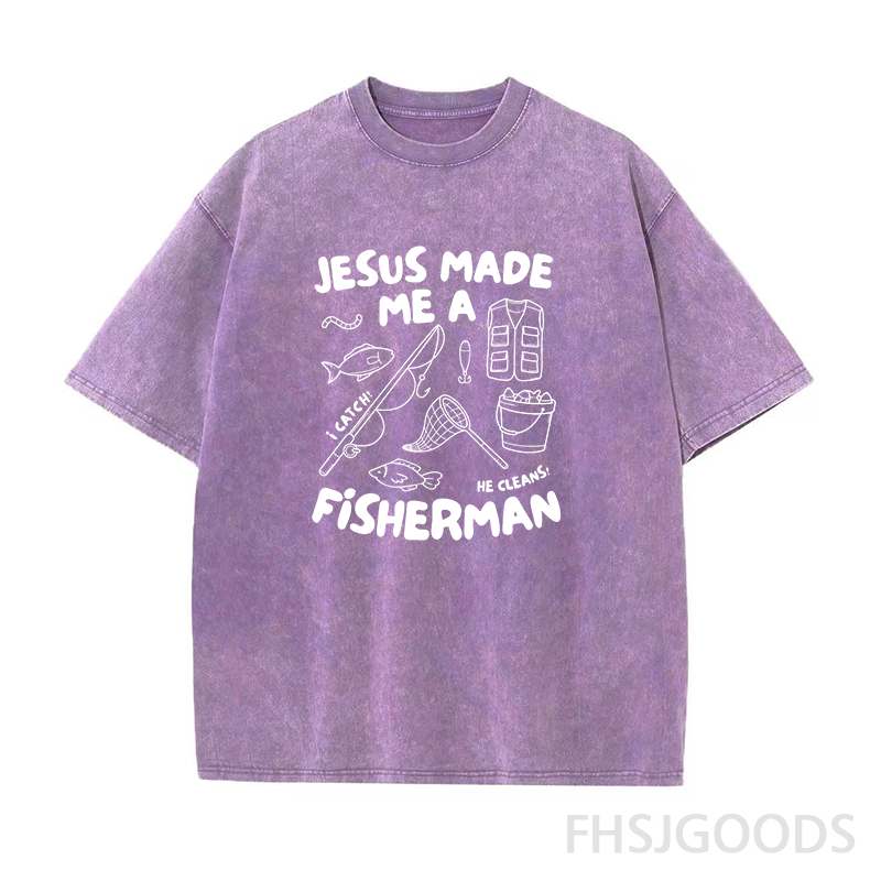 Jesus Made Me A Fisherman Unisex Distressed T-Shirt