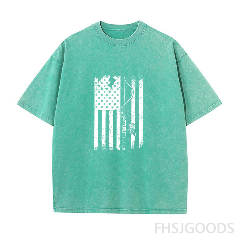 USA Fishing Flag Unisex Distressed T-Shirt