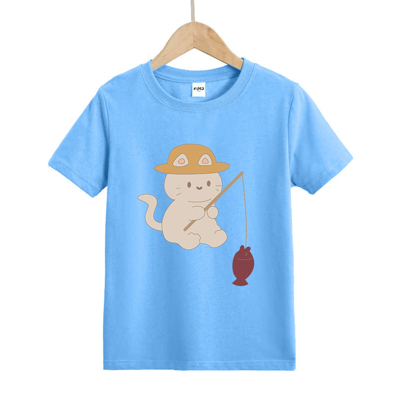 Cat Fishing  Kid's T-Shirts