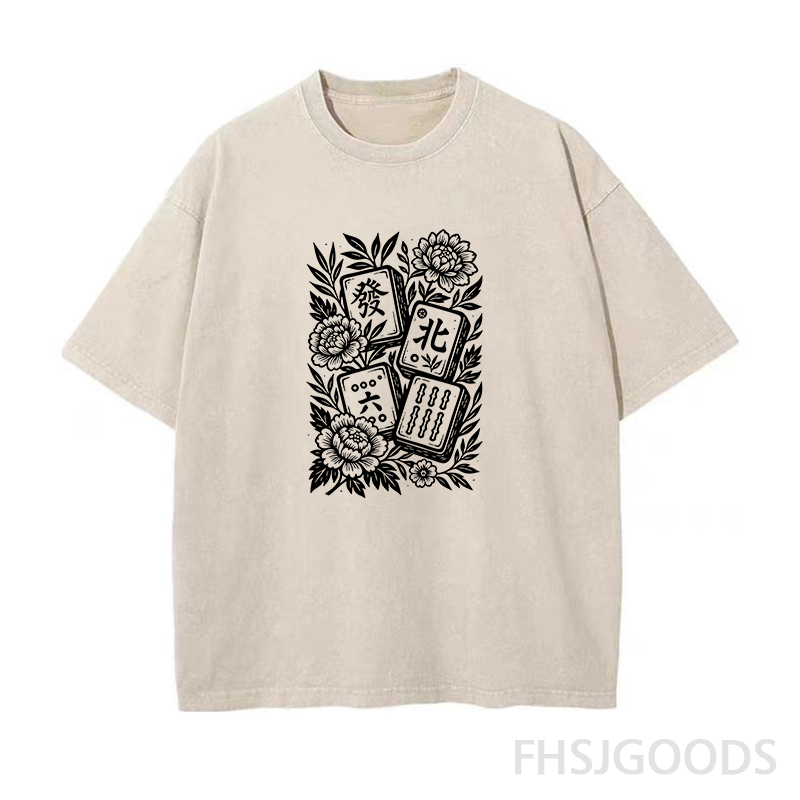 Floral Mahjong Unisex Distressed T-Shirt