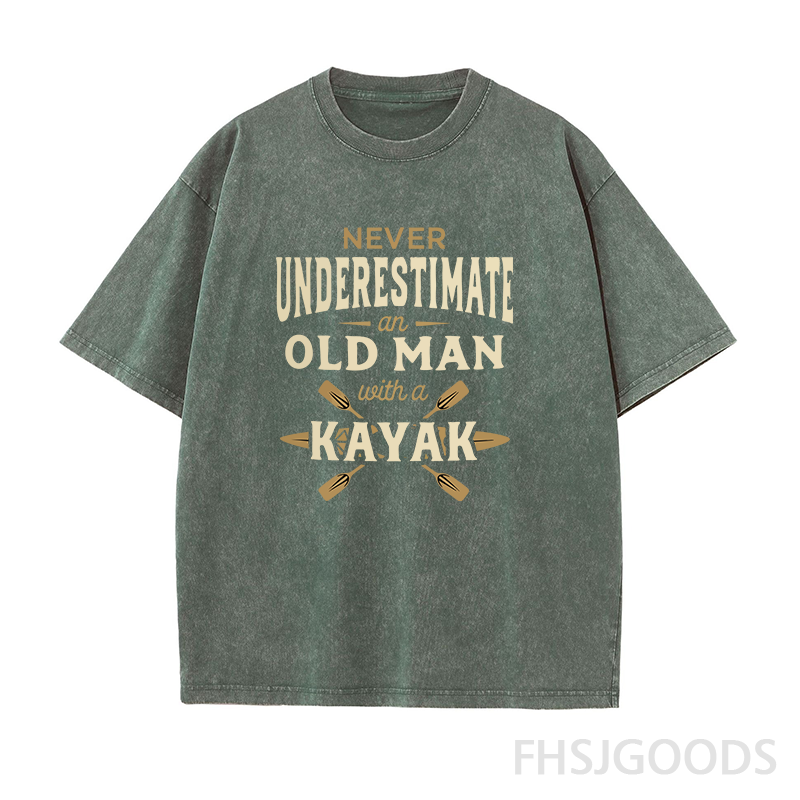 Never Underestimate An Old Man with A Kayak Unisex Distressed T-Shirt