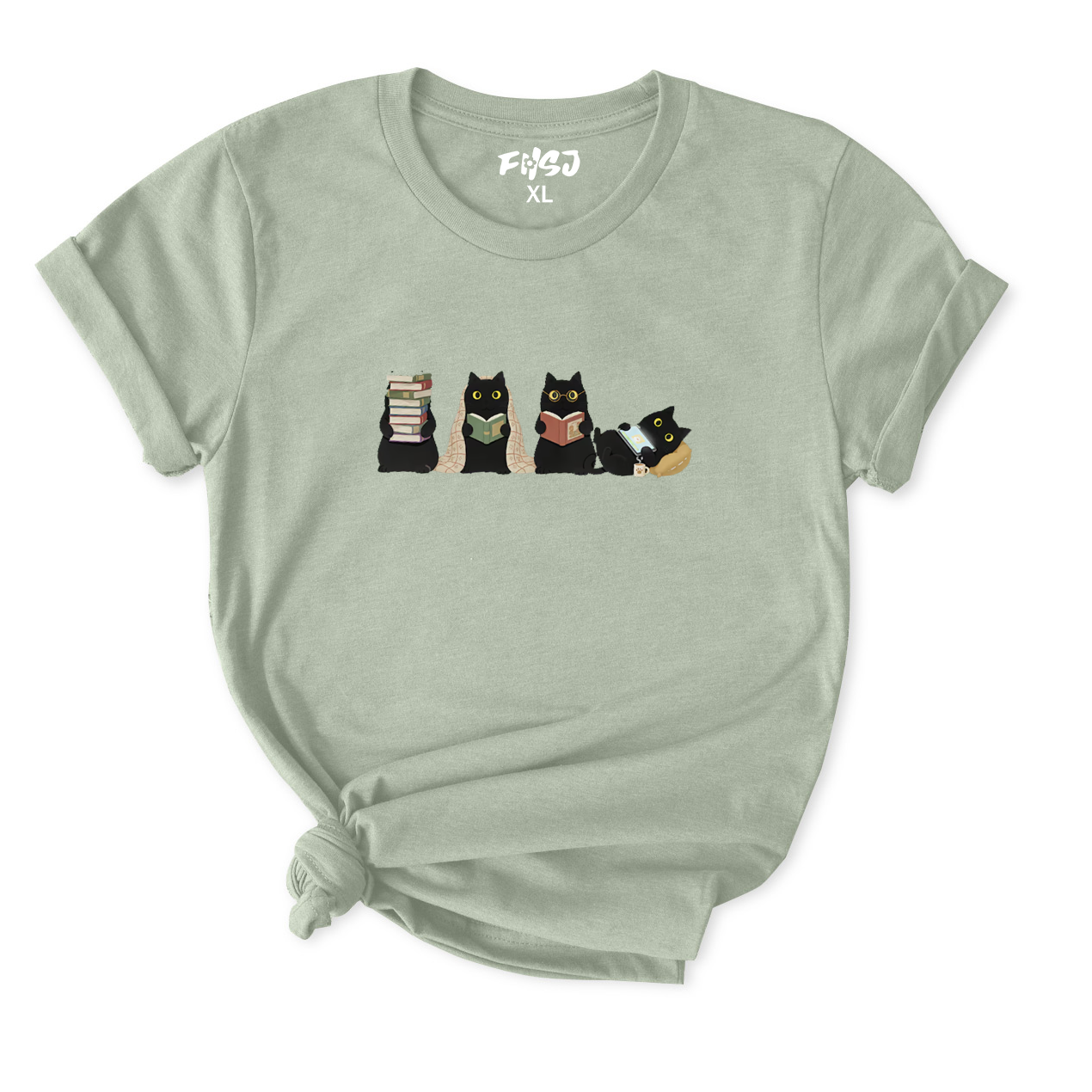 Black Cats Reading T-Shirt for Women