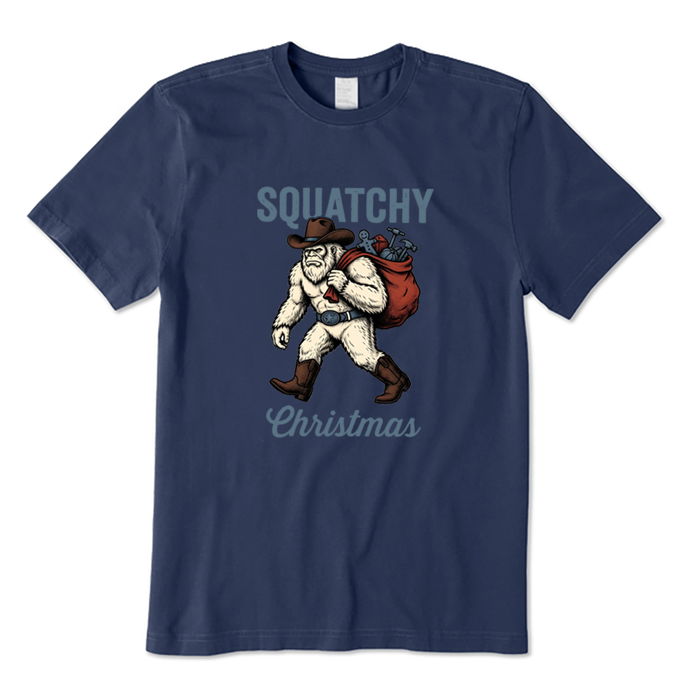 Squatchy Christmas Bigfoot Cowboy Christmas T-Shirt