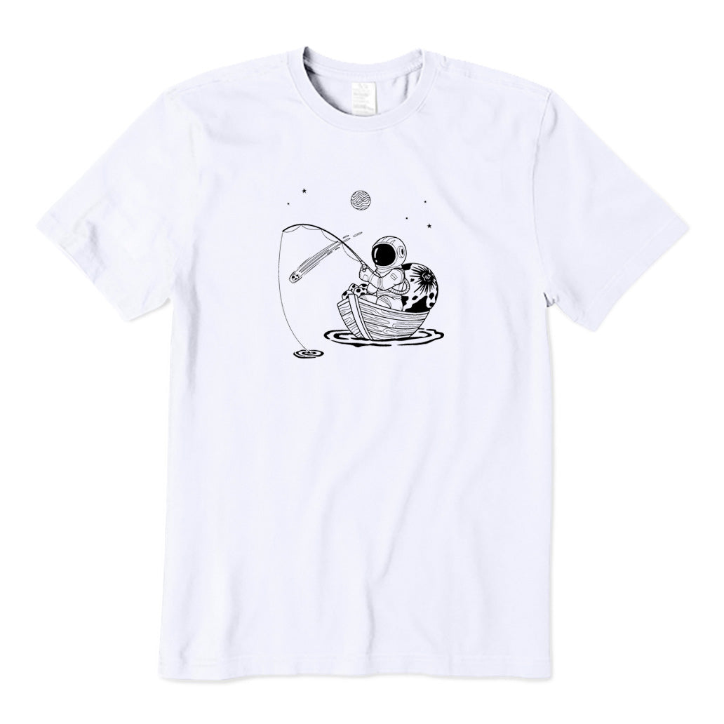 Astronaut Fishing on Boat T-Shirt