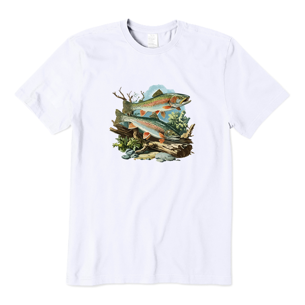 Retro Rainbow Trout Underwater Scene T-Shirt