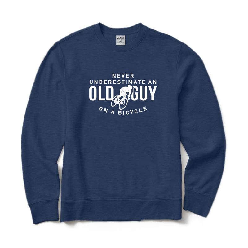 Never Underestimate An Old Guy on A Bicycle Crewneck Sweatshirt