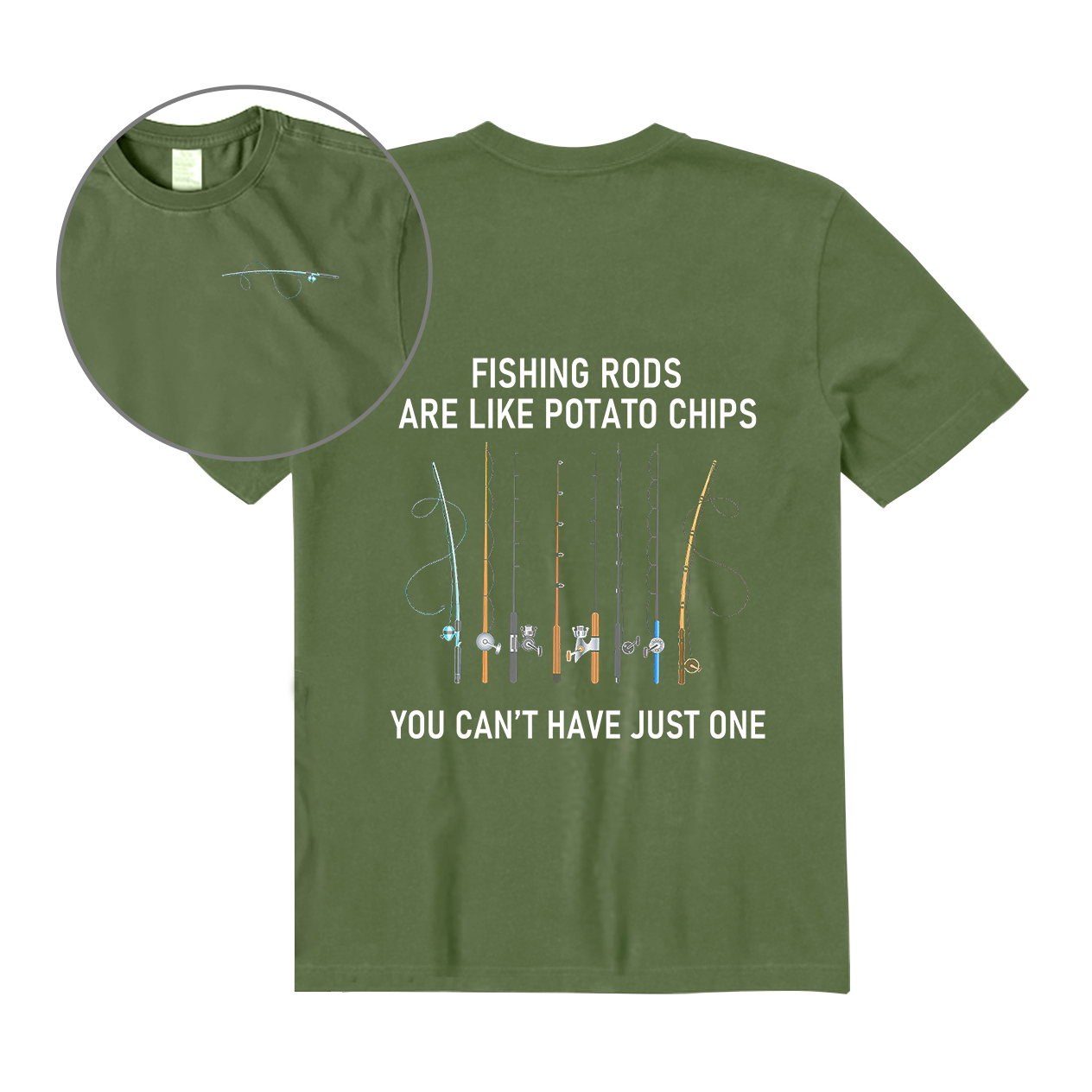 You Can't Have Just One Fishing Rod Back Graphic T-Shirt
