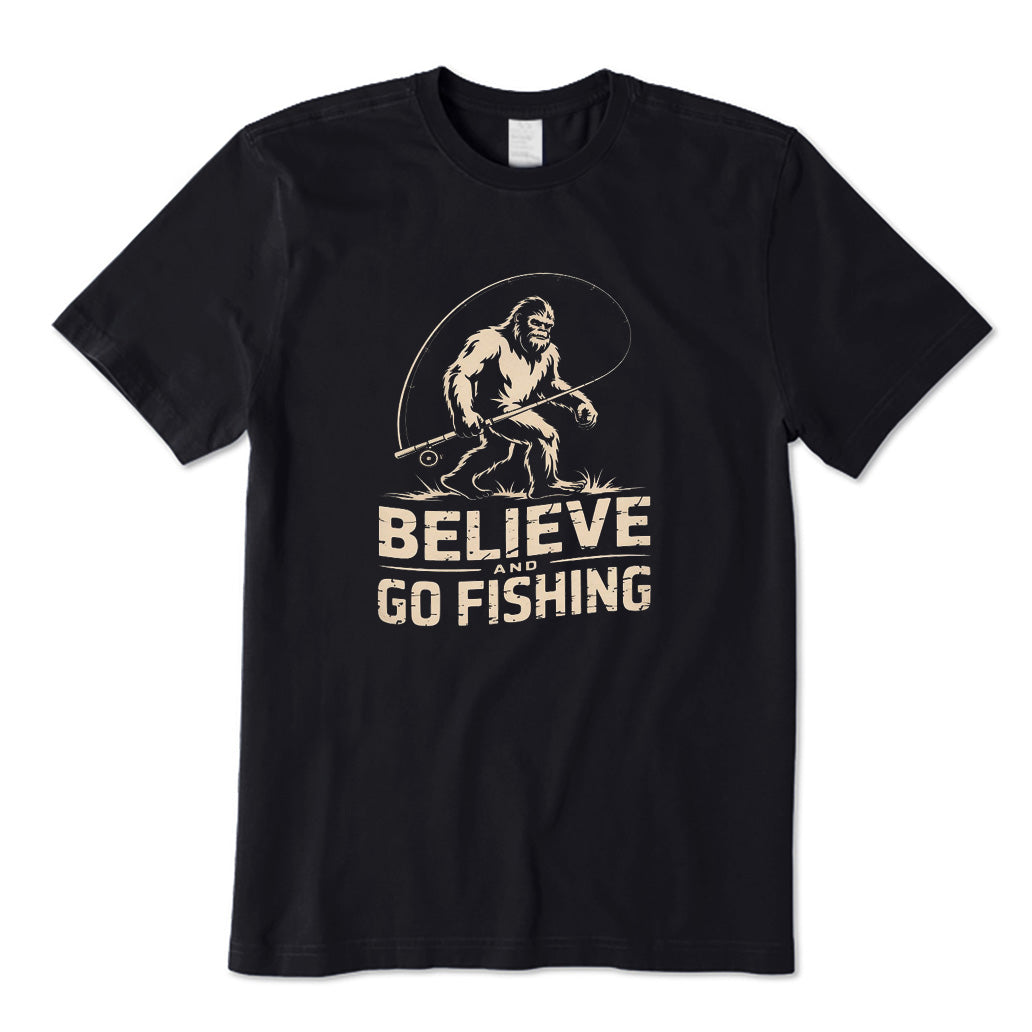 Believe Bigfoot Fishing T-Shirt