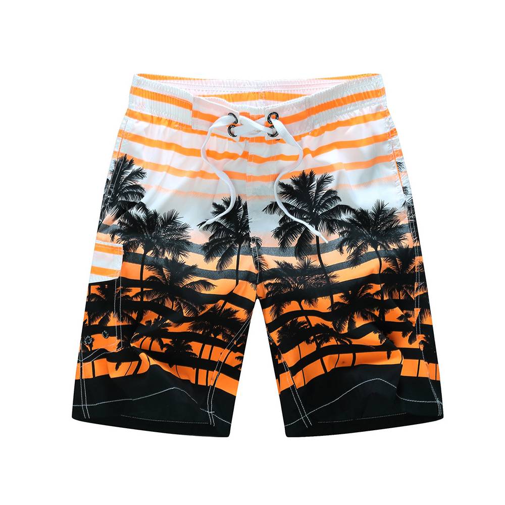 Coconut Tree Beach Short for Men-Orange