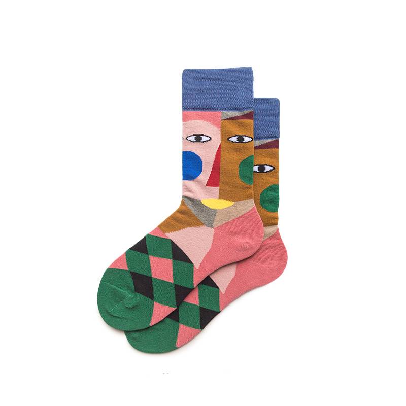 Abstract Face Pattern Socks 2 Pack