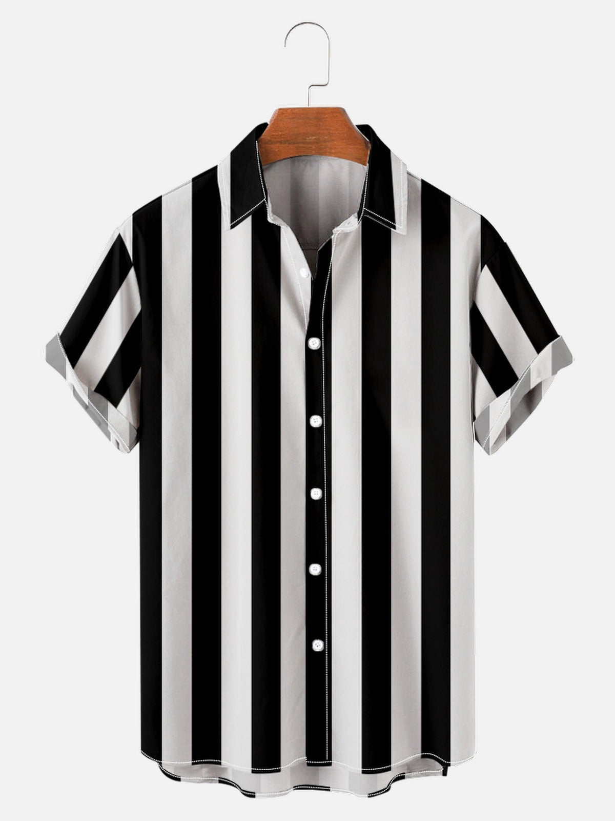 A Cool Summer Solid Color Vertical Stripes Casual Shirt for Men