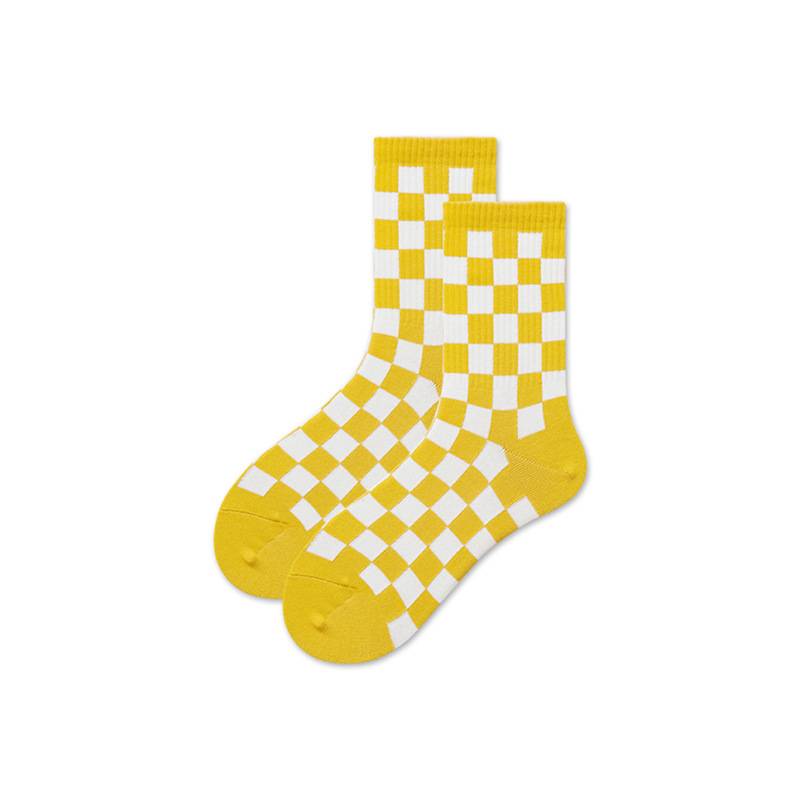 Check Socks 3 Pack-yellow&white blocks