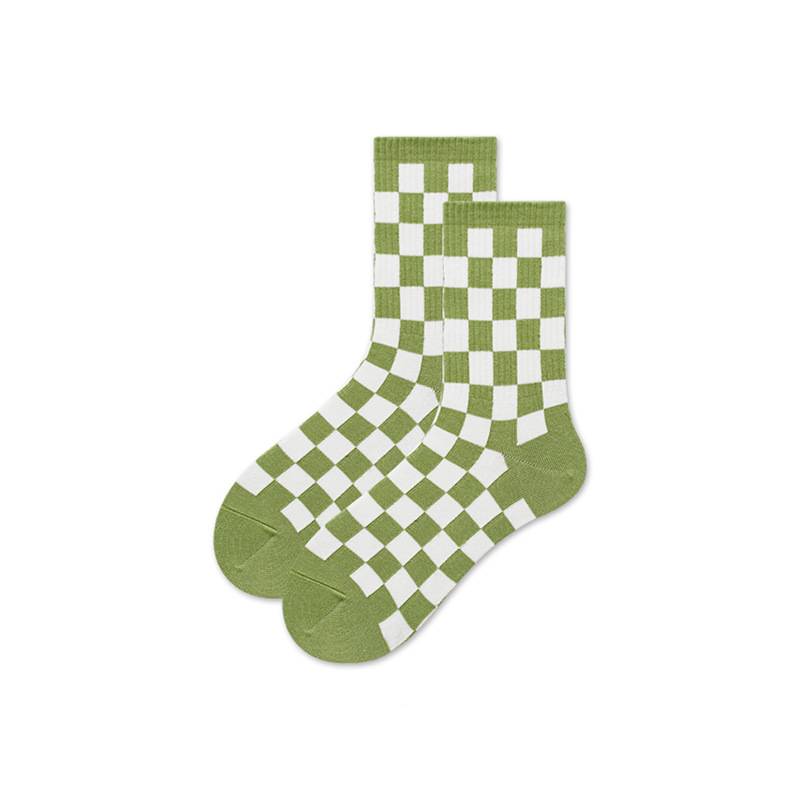 Check Socks 3 Pack-green&white blocks