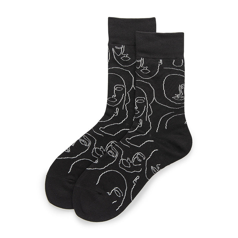 Abstract Face Pattern Socks 5 Pack